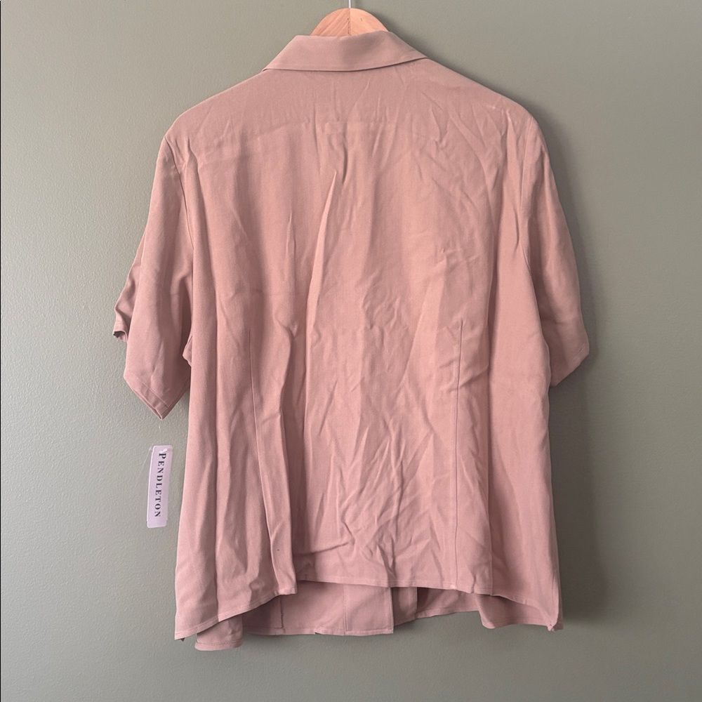 NWT VTG Pendleton Button Down Blouse Top 100% Silk Tan Sz 20 Plus - Picture 5 of 7